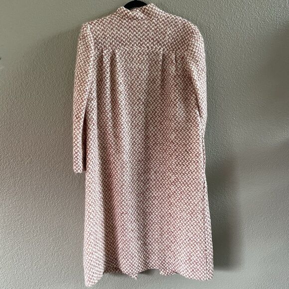 Vintage 80s MJ Seattle Coat Womens Small Pink Check Belted Knit Boucle Mohair - Picture 4 of 10